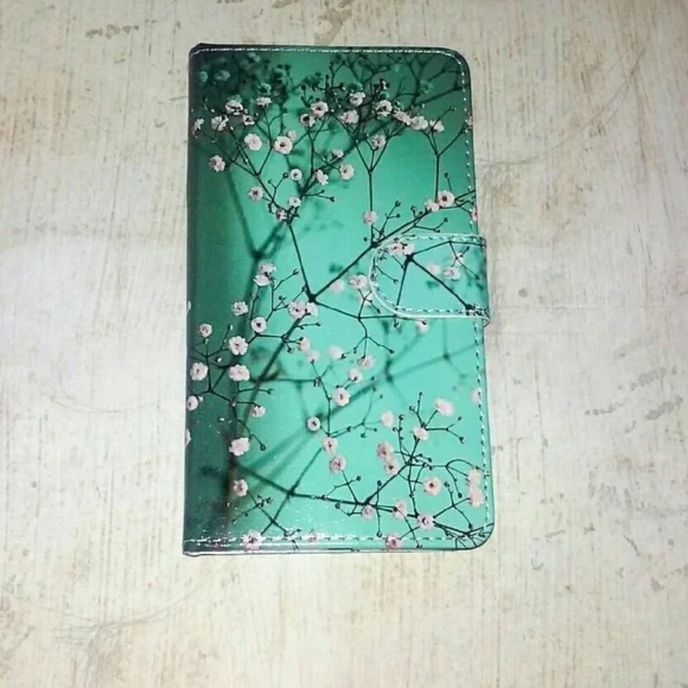 Plum Blossom Vegan Leather Folio Wallet Case